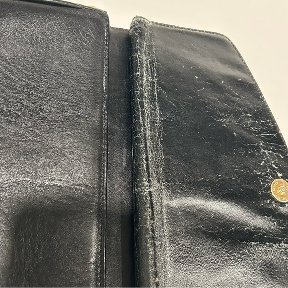 Vintage Donnio Italian Black Leather Satchel Purse with Sunburst Design, Unique - Picture 11 of 16